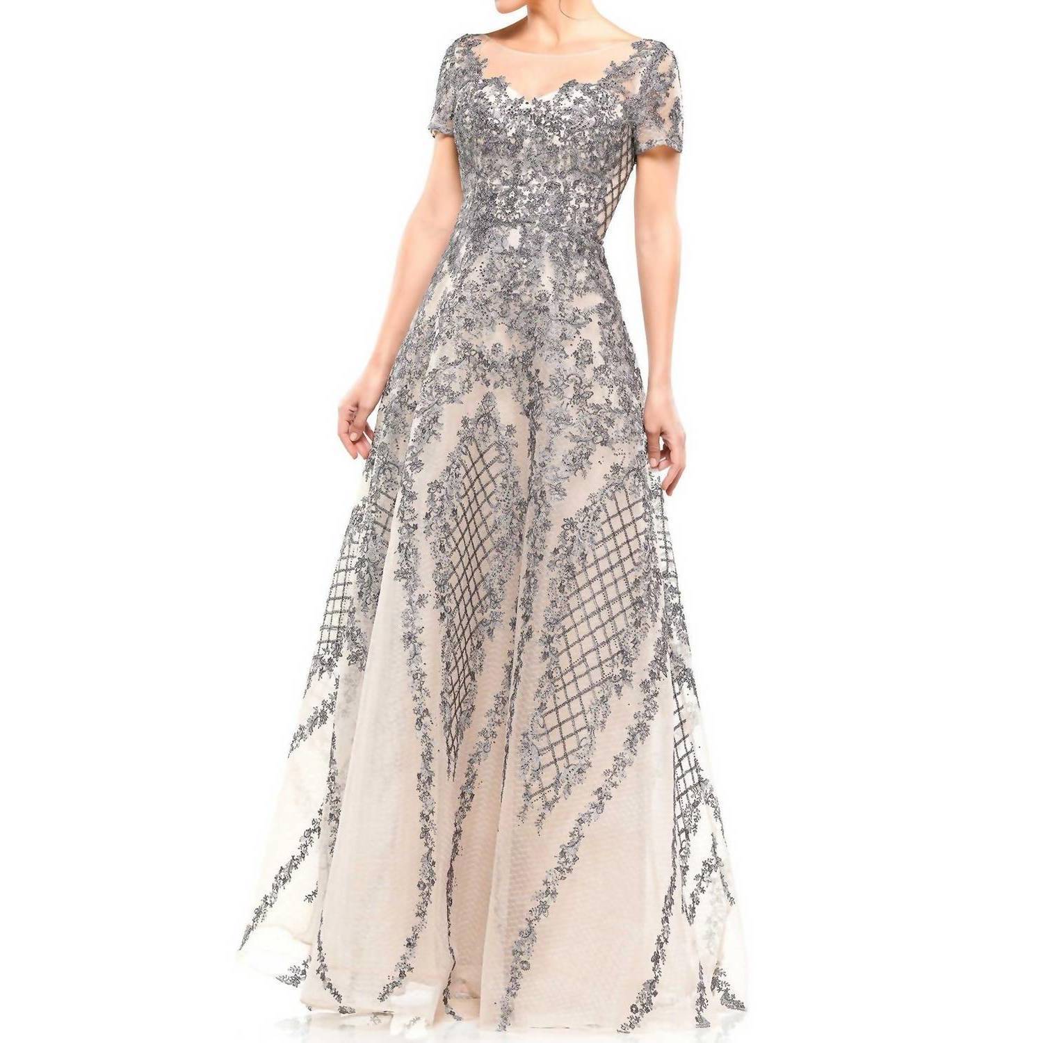 New Colors Dress Elegant Prom Dress With Embellishment In Grey/Nude